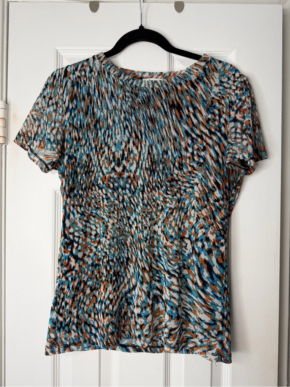 Bar III Mesh Tee in Blue, Tan, Black